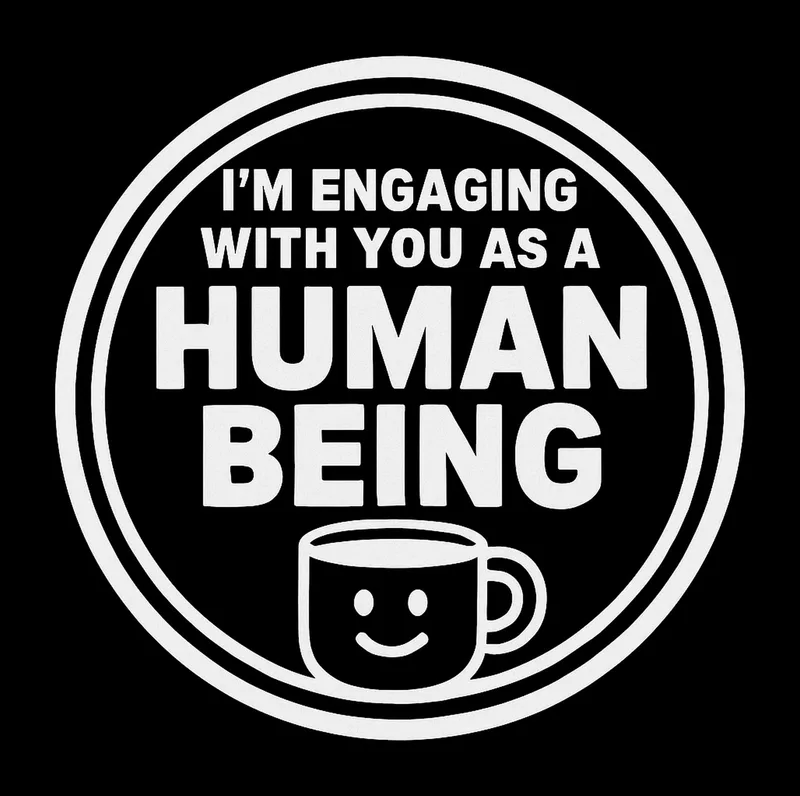 I'm Engaging With You as a Human Being — Lettrage blanc · pour chandails foncés